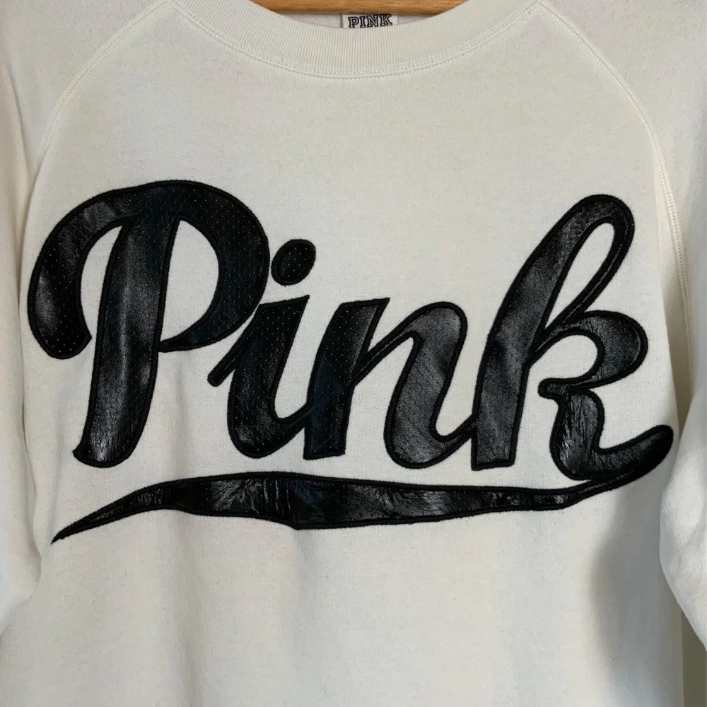 Victoria's Secret PINK Faux Leather Dotted Applique Sweatshirt - Picture 9 of 16